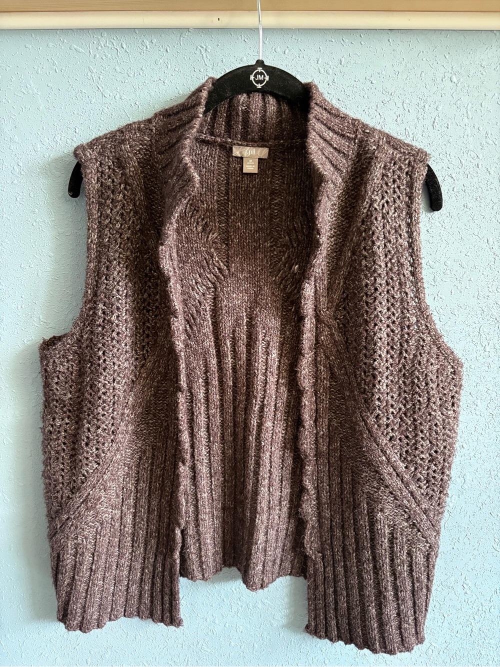 J. Jill Deep Wine Marled Open-Front Knit Vest